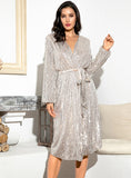 EMANI Alluring Wrap Party Dress in Silver