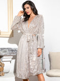 EMANI Alluring Wrap Party Dress in Silver