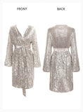 EMANI Alluring Wrap Party Dress in Silver