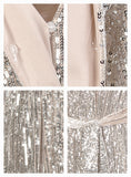 EMANI Alluring Wrap Party Dress in Silver