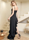 LALA Asymmetrical Ruffled Dress in black