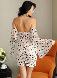 NADINE Polka-dot Shirred Mini Dress-Dresses-Primetime-Looks