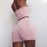 Plush Tube Top and Shorts Set in colors