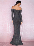 CARLIS Off-shoulder Glittery Gown