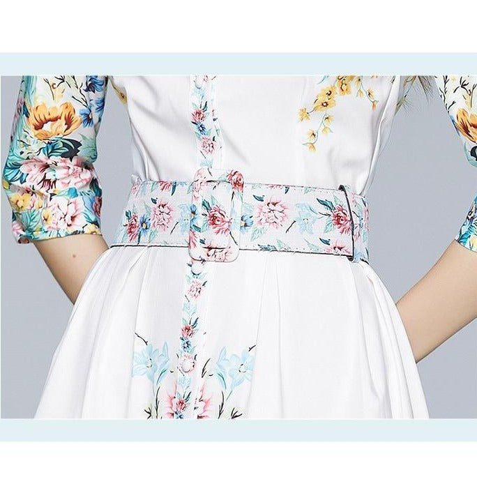 HANNAH Button-down Floral Midi Dress