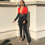 Color-block Suit and Pant Set