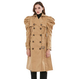 Puffed Sleeve Belted Trench Coat