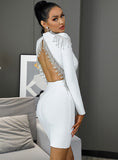 MUSE rhinestone party dress in white