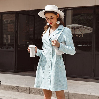 MANILYN Plaid Mini Blazer Dress