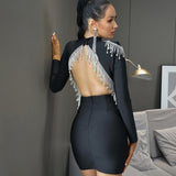 MUSE rhinestone party dress in black