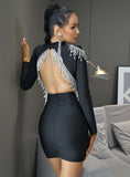 MUSE rhinestone party dress in black