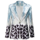 Chic Leopard Print Hem Blazer