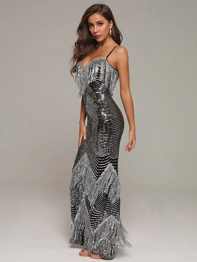 SAVANNA Tasseled Party Gown