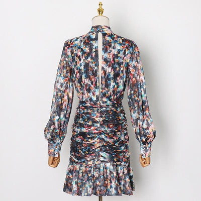 Vintage Print Mini Bow-tie Dress