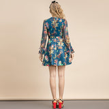 ARISSA Vintage Floral Print Mini Dress
