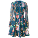 ARISSA Vintage Floral Print Mini Dress