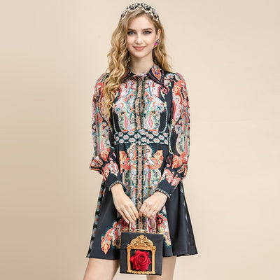 SARA Button Down Belted Vintage Mini Dress