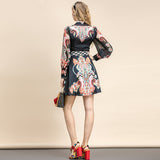 SARA Button Down Belted Vintage Mini Dress