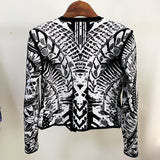 Jacquard print short lapel blazer