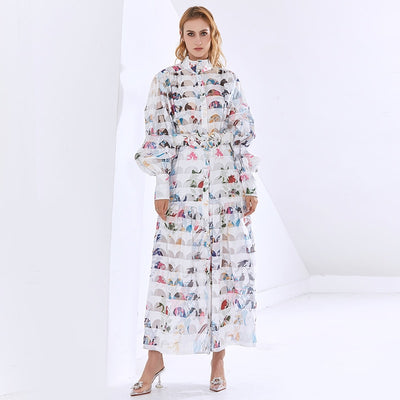 SANDY Printed Button Down Maxi Dress