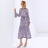 CAROLINE Long Sleeve Printed Midi Dress