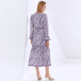 CAROLINE Long Sleeve Printed Midi Dress