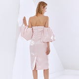 BRITTANY Off shoulder Midi Dress in colors