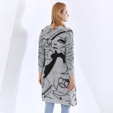 Long Knit Cardigan with Doodles