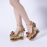 Blooming Goddess Caged Heel Wedge Sandals