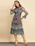 BETTINA Vintage Patchwork Lace Midi Dress
