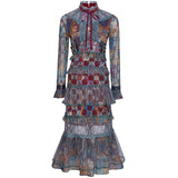 BETTINA Vintage Patchwork Lace Midi Dress