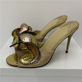 CURLY Gold High-Heeled Sandals