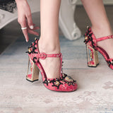 Elegant T-Strap Block Heel Sandals