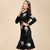 CORDELIA Floral Embellished Midi Dress