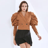 Puffed Sleeve Blazer Top in colors