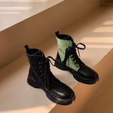 Vegan Leather Lace-up Motorcycle Boots