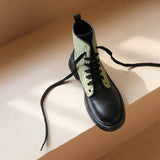 Vegan Leather Lace-up Motorcycle Boots