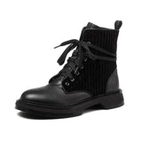 Vegan Leather Lace-up Motorcycle Boots