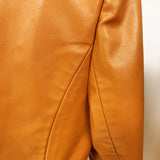 Faux Leather Double-Breasted Blazer
