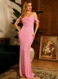EVELYN Draped Off-Shoulder Gown