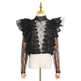 Chic Ruffled Lace Blouse in Colors