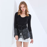 Knit Pullover with Faux Leather Hem