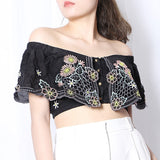 Embroidered Crop Blouse in colors
