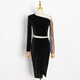 One-Shoulder Top and Slit Skirt Set