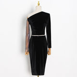 One-Shoulder Top and Slit Skirt Set