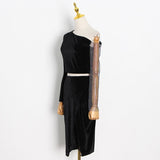 One-Shoulder Top and Slit Skirt Set