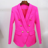 Hot Pink Double-breasted Blazer