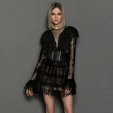 OLIVIA Ruffled Lace Mini Dress in colors
