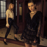 OLIVIA Ruffled Lace Mini Dress in colors