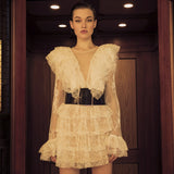 OLIVIA Ruffled Lace Mini Dress in colors